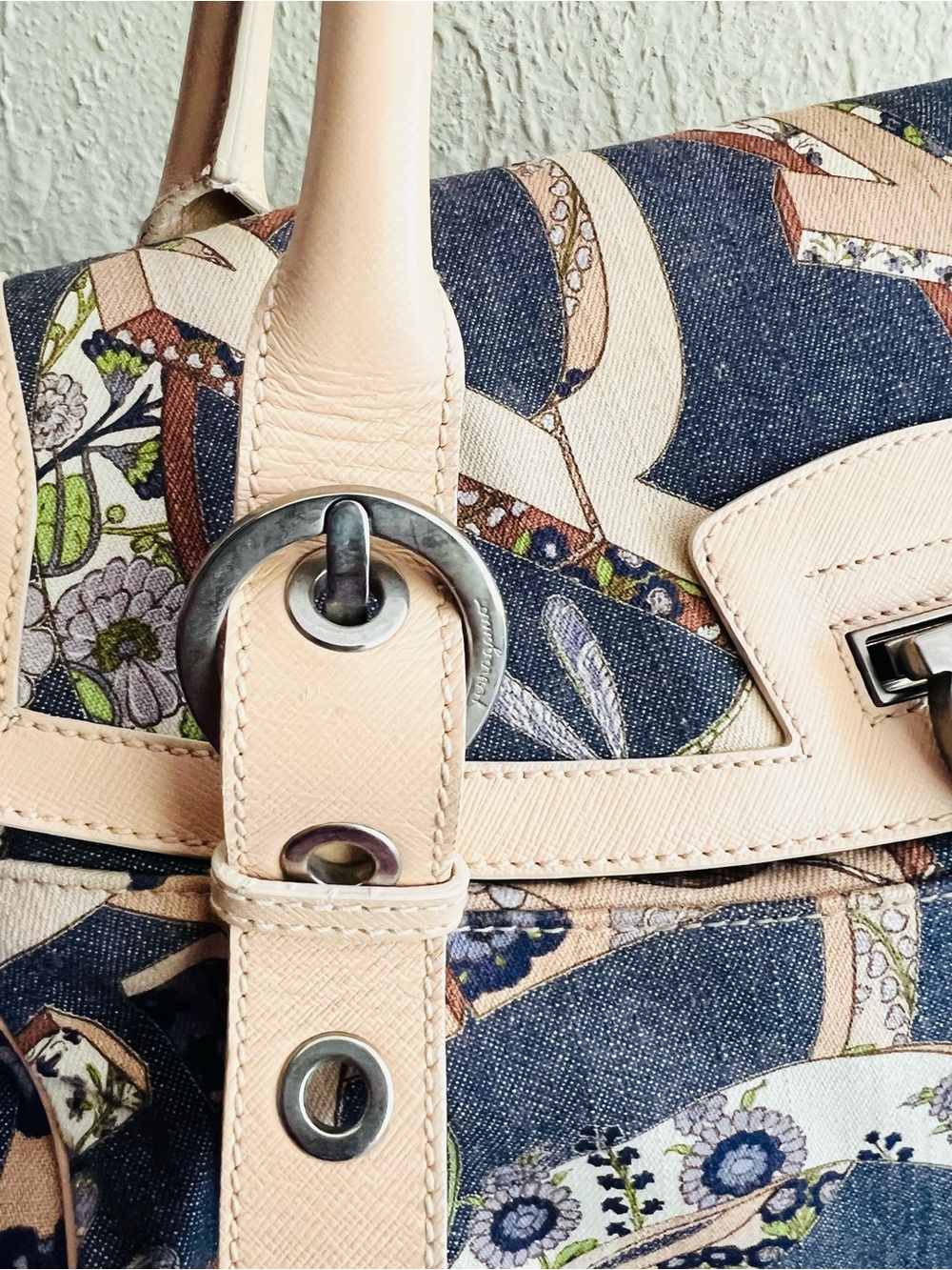 Salvatore Ferragamo Gancini Denim Bag - Picture 6 of 15